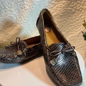 Clarks Metallic Brown Snake Print Driving  Moccasins